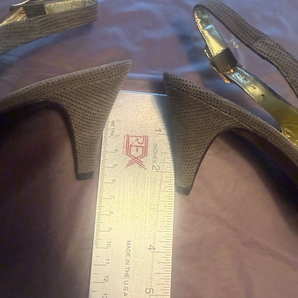 Bruno Magli Lily Taupe Slingback Peep-Toe Heels with Gold Accent Size 8 AA $245 - Picture 15 of 16